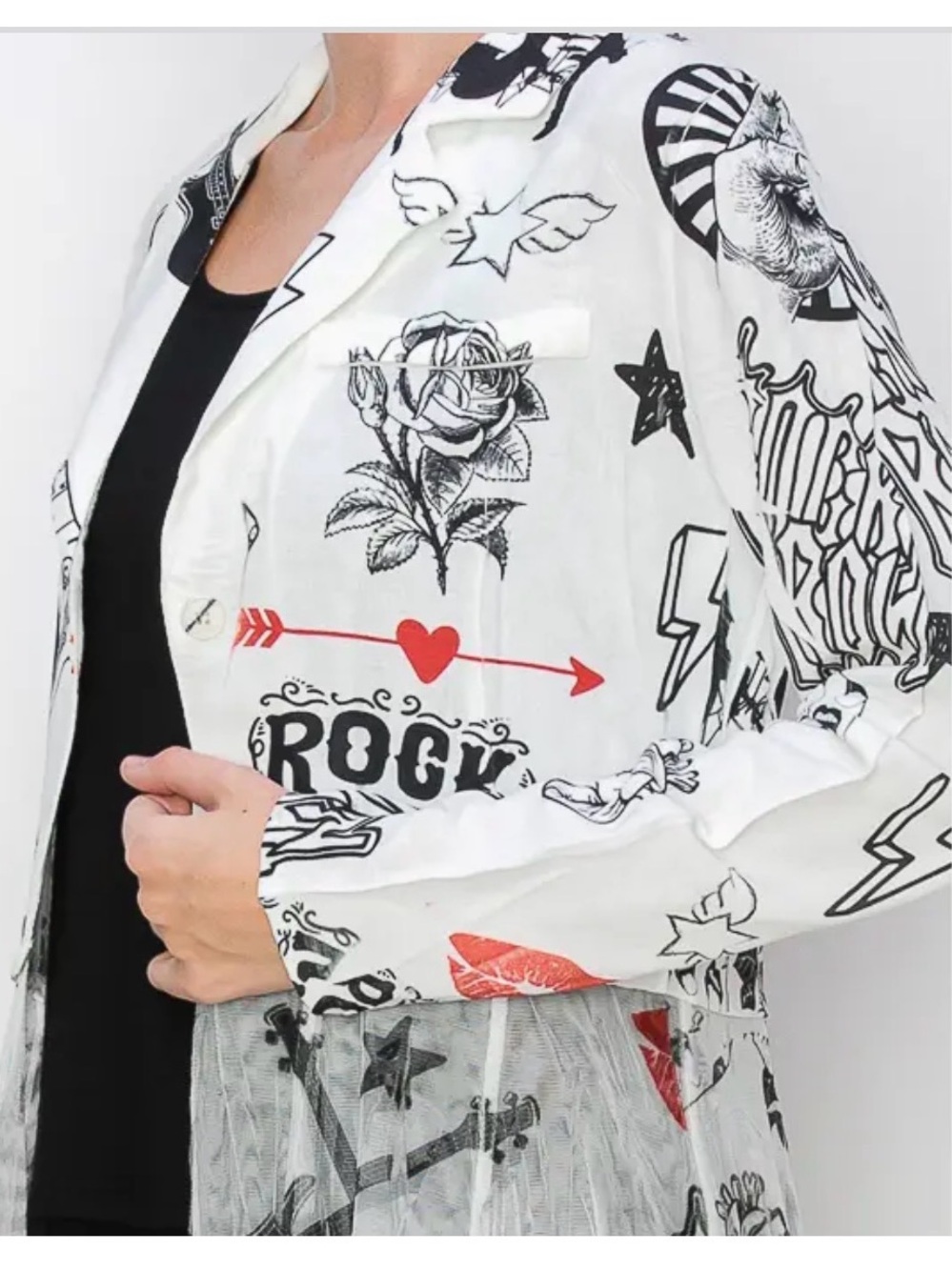 Elevated rock ‘n’ roll blazer with tulle Small